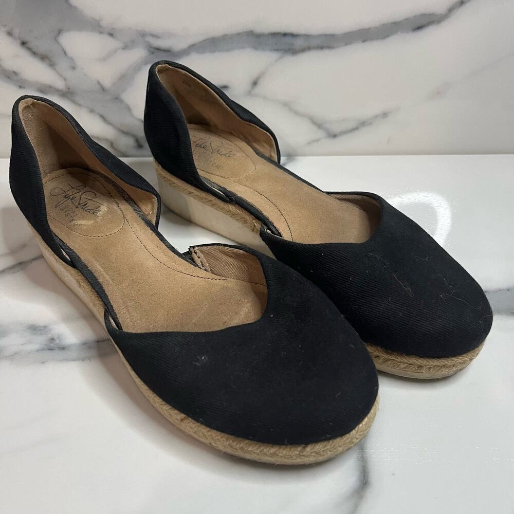 Life Stride Women's Black Canvas Summer Slip-On Espadrilles Sz 7.5 Beachy Casual